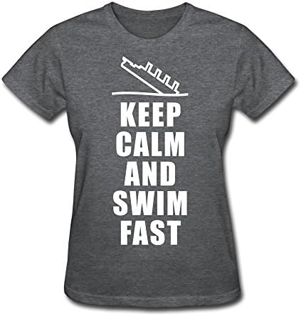 WSB Women's Tshirts Keep Calm Swim Fast Titanic DeepHeather L