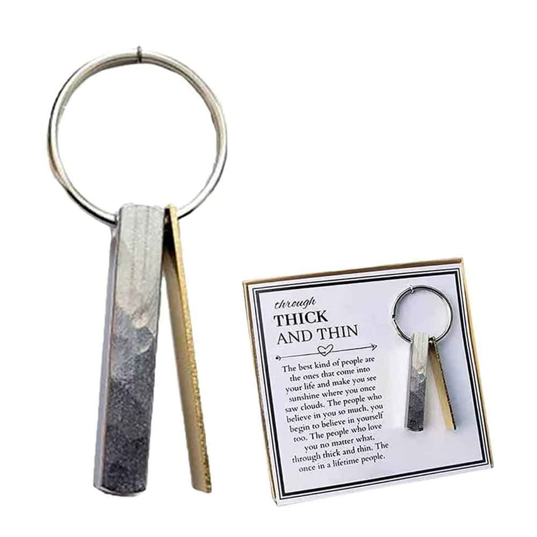 GAUEIOUR Through Thick and Thin Keychain-Stainless Steel Material is Not Easy to Deform,New Creative Birthday Gift for Friends and Girlfriends, Link Your Friendship and LOVE.