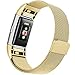 Maledan for Fitbit Charge 2 Bands, Stainless Steel Milanese Loop Metal Replacement Accessories Bracelet Strap with Unique Magnet Lock for Fitbit Charge 2 HR Gold Small