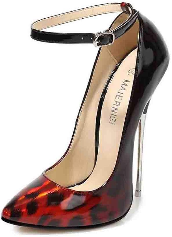 Amazon.com | Women's Extreme High Heels Closed Pointy Toe Sexy Ankle Straps Strappy Stilettos 