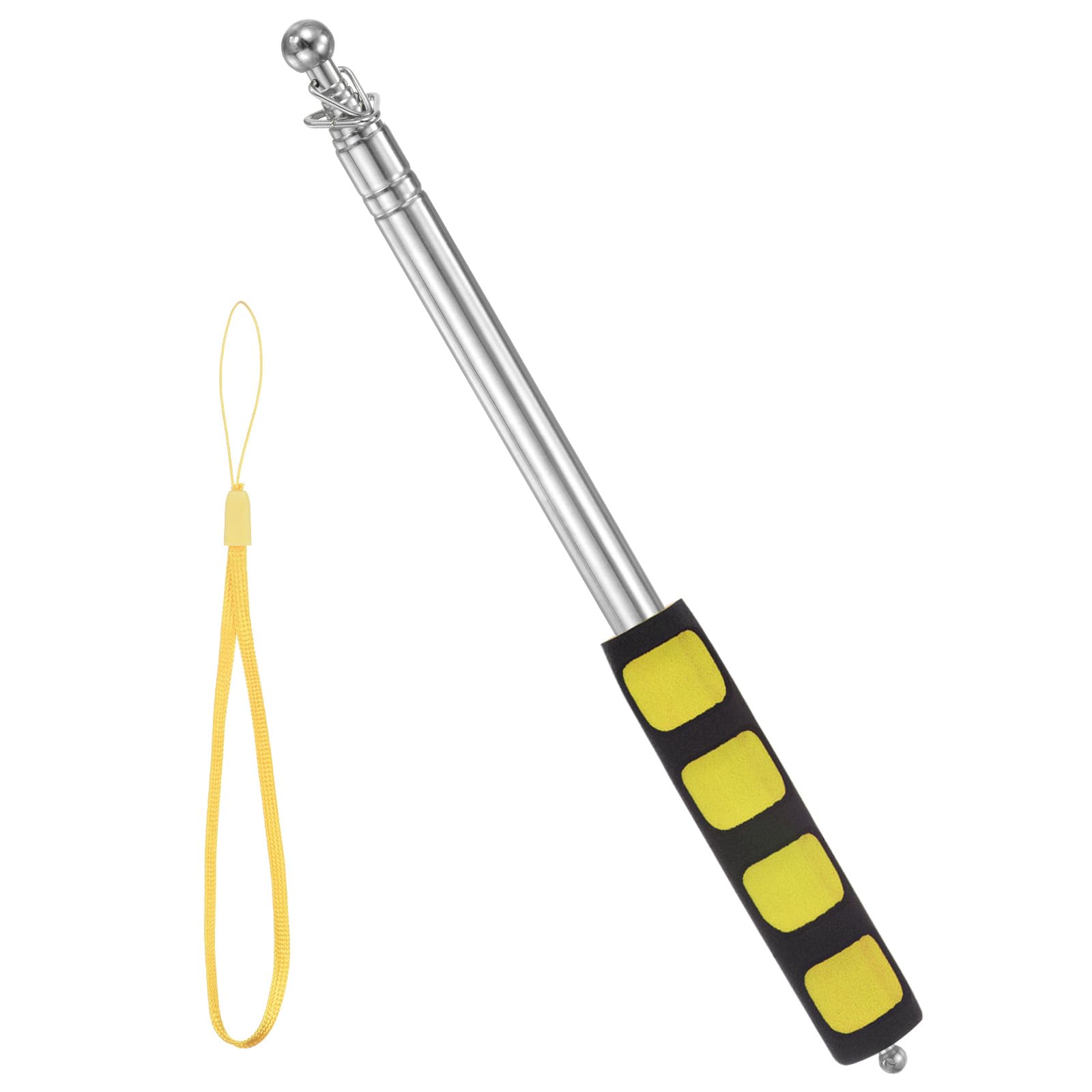 M METERXITY Flag Pole - 5.25 Feet Telescopic Handheld Flagpoles, Tour Guide Portable Flag Pole, Stainless Steel & Handheld, Anti-Slip Grip Apply to Pointer for Teacher/Outdoor (Yellow)