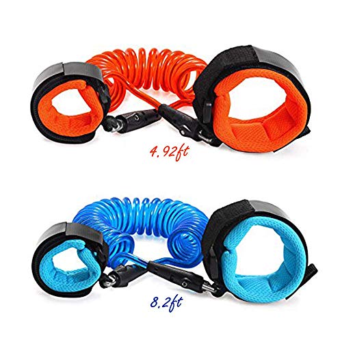 2 Pack Anti Lost Wrist Link Child Outdoor Safety Leash with Blue and Orange for Toddlers Babies & Kids, [4.92ft & 8.2ft] ...