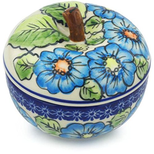 Ceramika Bona H1273H Polish Pottery Ceramic Apple Shaped Jar Hand Painted, 5-Inch