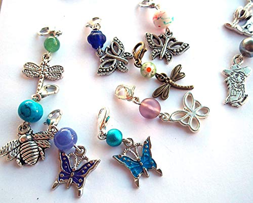 Set of 6 Beaded Zipper Pulls Charms or Stitch Markers Random Mix