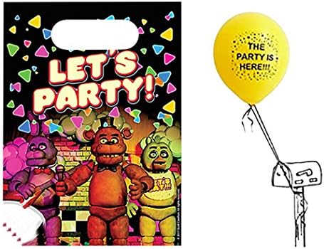 Five Nights At Freddys 16 Treat Bags With The Party Is Here Latex Balloon