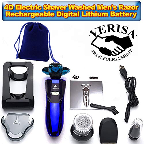 Elektrorasierer Bartschneider für Männer Trocken nass 4 in 1 Trimmer Pflegeset, Nasenhaarschneider, Gesichtsreinigungsbürste, wasserdichtes USB Akku-Set mit Ladestation (with stand)