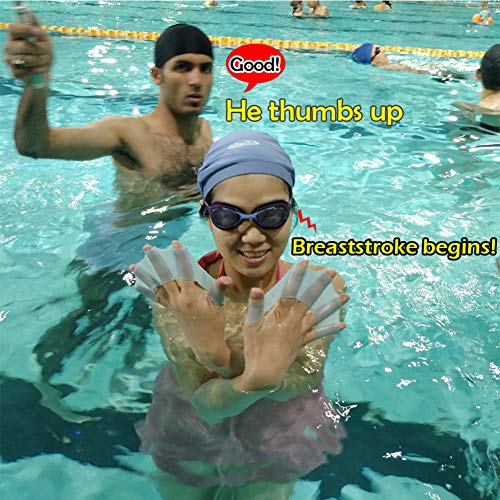 Neepanda Frog Silicone Swimming Fins Handcuffs Flippers HydraHand Hand Paddles Swim Palm Finger for Kids Men Women Swimming Surfing Diving Water Exercise Training-Increased Water Resistance(M, Blue) - Thumbnail 6