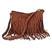 Celebrity Fringe Tassel Faux Suede Shoulder Messenger Cross Body Tote Handbag