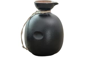 Alipis Ceramic Wine Jug Japanese Style 16 Oz Black Clay Sake Carafe for Home Dining and Tea Parties