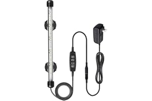 VARMHUS Submersible LED Aquarium Light,Fish Tank Light with Timer Auto On/Off Dimming Function,3 Light Modes Dimmable White-Blue,10 Brightness Levels Optional&3 Levels of timed Loop Function 11.5''