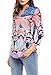 Dokotoo Womens Summer Casual Ladies 3 4 Sleeve Floral Print V Neck Tunic Blouses and Tops Orange Large