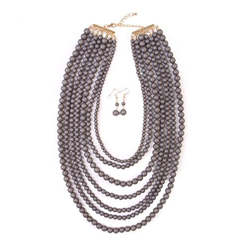 MYS Collection Women's Bubble Strand Necklace Set (Grey)