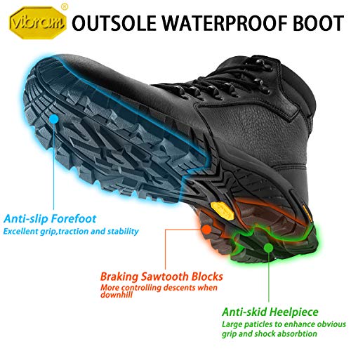 Wantdo Men's Winter Hiking Boots Waterproof Mid Height Leather Work Backpacking Boot Lightweight