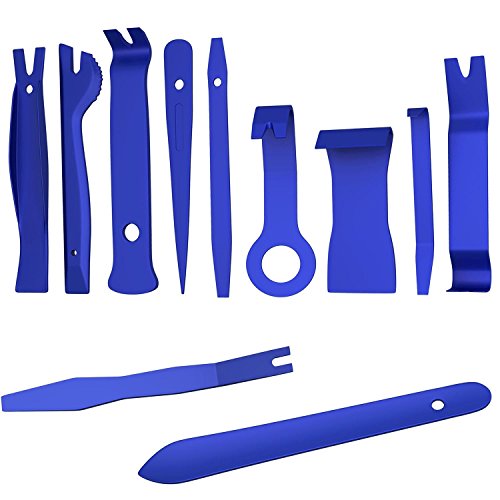 CandyHome 11 Pcs Auto Trim Removal Tool Kit, Car Trim Audio Radio Door Panel Removal Pry Tool for Installing and Removing Fasteners, Clips, Trims, Molding (Blue)