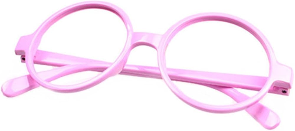 FancyG Retro Geek Nerd Style Round Shape Glass Frame NO LENSES - Matte Black: Clothing