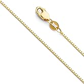 14k REAL Yellow Gold Solid 0.9mm Box Link Chain Necklace with Lobster Claw Clasp - 24"