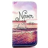 Galaxy Ace Style Case, Galaxy G310 Case , Camiter Never Stop Dreaming Letters Premium PU Leather Wallet Folio Protective Skin Cover Case with Magnetic Closure for Samsung Galaxy Ace Style G310 (Stand Function /Built-in Credit Card/ID Card Slot)