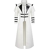 Wolancy Men's Steampunk Trench Coat Victorian Slim Suit Collar Solid Double Breasted Zipper Coat