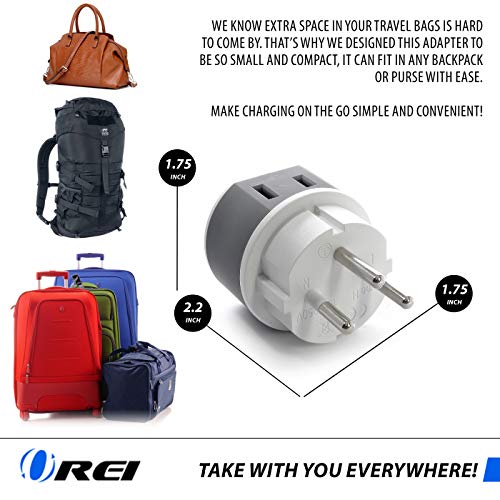 OREI Israel, Palestine Power Plug Adapter with 2 USA Inputs Travel 3
