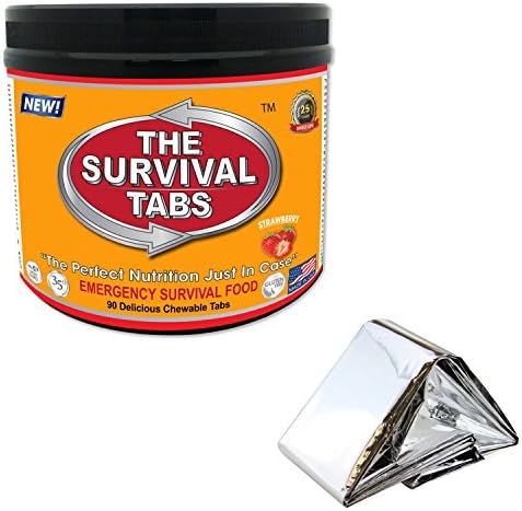 Emergency Blanket Survival Camping Gear MRE Meal Ready to Eat 90 Tabs Emergency Camping Food Strawberry Combo
