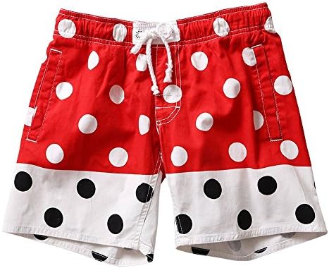 SAFS Men's Swim Trunks Casual Cotton Beach Shorts Shorts Polka Dot Red 34