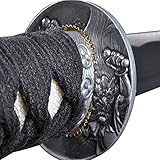Handmade Sword - Samurai Tanto Sword, Functional, Hand Forged, 1045 Carbon Steel, Heat Tempered, Full Tang, Sharp, Black Wooden Scabbard