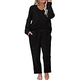 RITERA Womens Plus Size 2 Piece Outfits Lounge Sets Knit Sweatsuit Long Sleeve Pullover Tops Wide Leg Pant Pajama Sets XL-5XL
