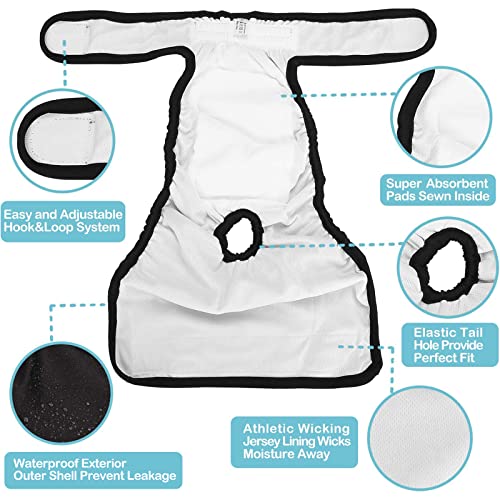 Avont Pack of 3 Reusable Dog Nappies, Highly Absorbent, Washable and Environmentally-Friendly Sanitary Pads/Panties for Female Pets, Black