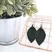 Black/Leather Leaf Earrings/Pinched Leaf Earrings/Statement Earrings/Bold Style/Boho Earrings/Joanna Gaines Style/Medium Earrings / 2.5 x 1.25