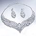 VenFine Clear White Austrian Rhinestone Crystal Hollow Alloy Flower Earrings Collar Necklace Jewelry Gift Wedding Bridal Party Prom