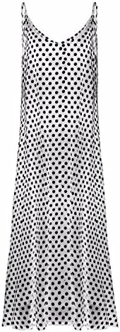 Dataiyang Women's Fashion Polka Dots Maxi Dress Long Casual Summer Beach Chiffon Dresses Sexy V Neck Boho Dress White XL