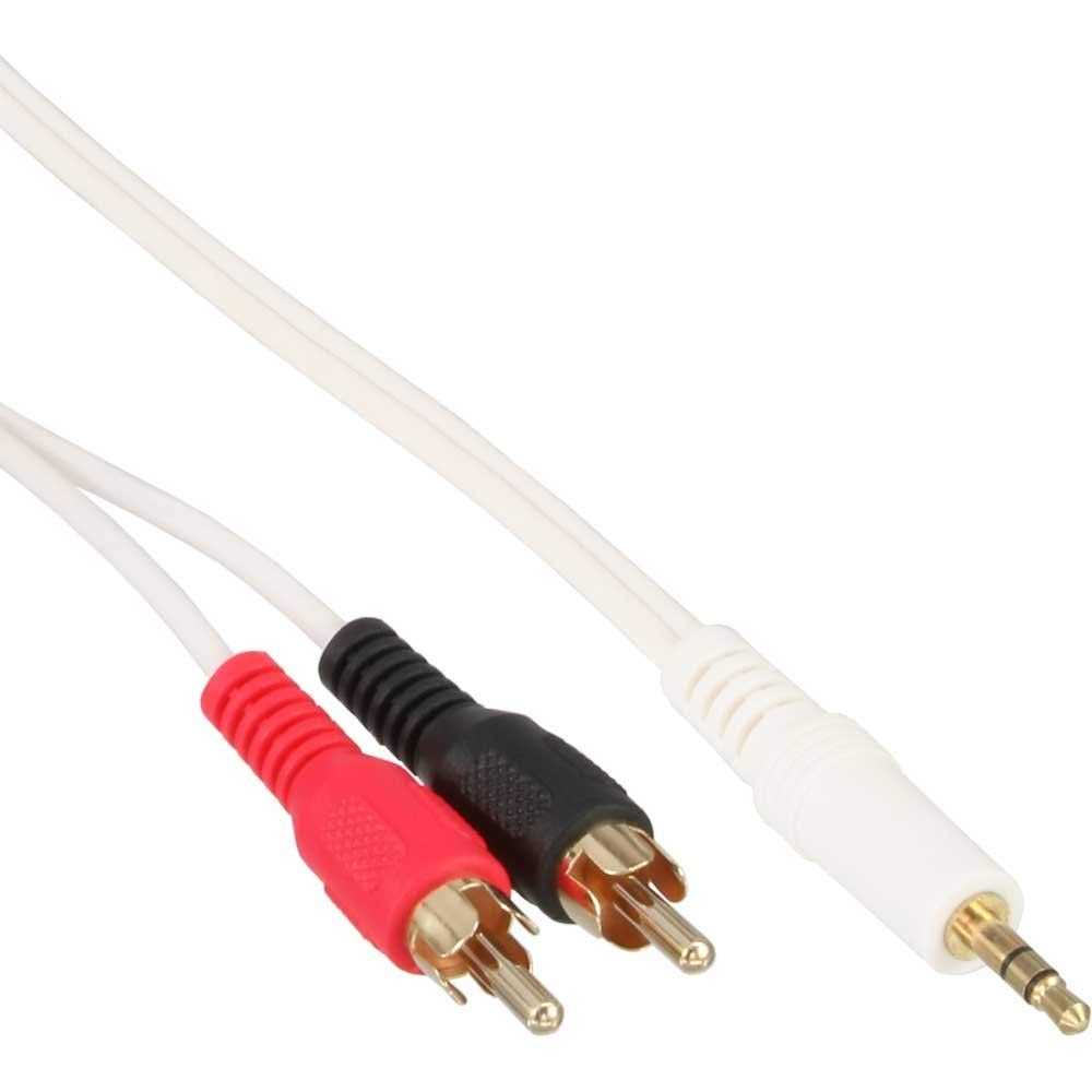 InLine 2.5m 2x RCA Male to 3.5mm Male Stereo Audio Cable - White/Gold