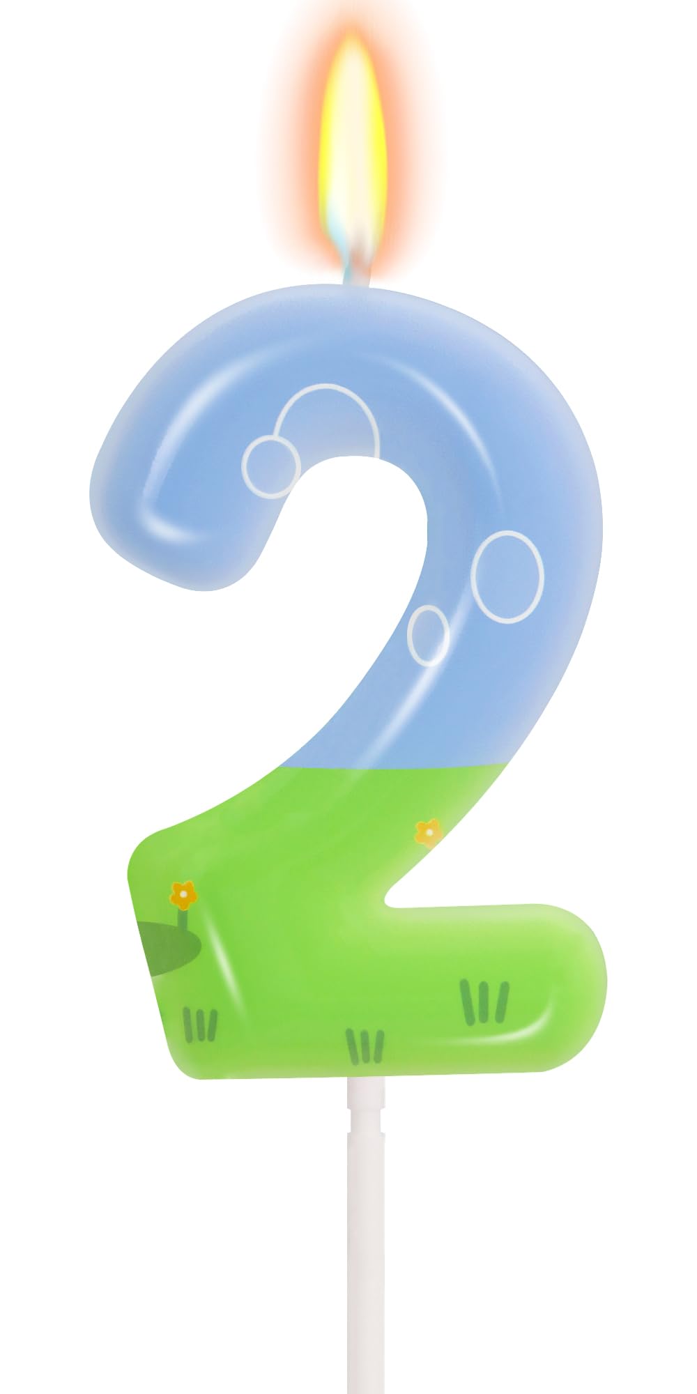 Photo 1 of ***2 PACK***Pig Cartoon Birthday Candle for Girls Boys - Blue Green Number 2 Candle, Sky Grassland Cake Decorations, Pig Cartoon Theme Party Decor Kids Party Supplies