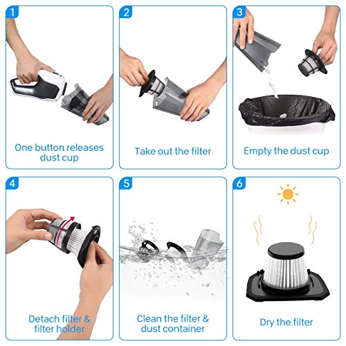 HOLIFE Handheld Vacuum Cordless, Car Vacuum Cleaner 4KPA Lightweight Hand Vac with 2200mAh Rechargeable with HEPA Filter Vacuum