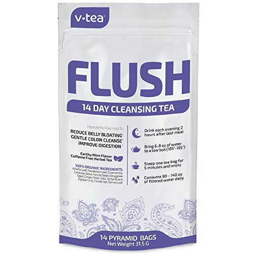 V tea 14 day detox tea: evening flush teatox. gentle colon cleans…