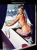 1940S PIN-UP GIRL BUSTED IN THE BATH PICTURE POSTER PRINT VINTAGE ART PIN UP