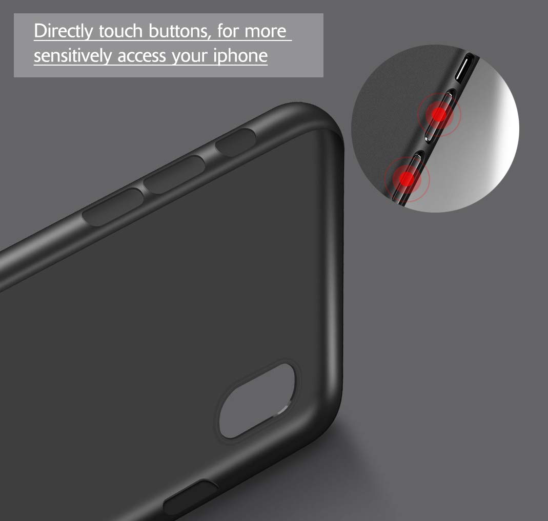Slim iPhone Xs Max Case, Black iPhone Xs Max Case 0.35MM, iPhone Protective Case and Screen Potector, Thin iPhone Xs Max Shock-Proof Case [Support Wireless Charging] PP Matte iPhone Case, 6.5\
