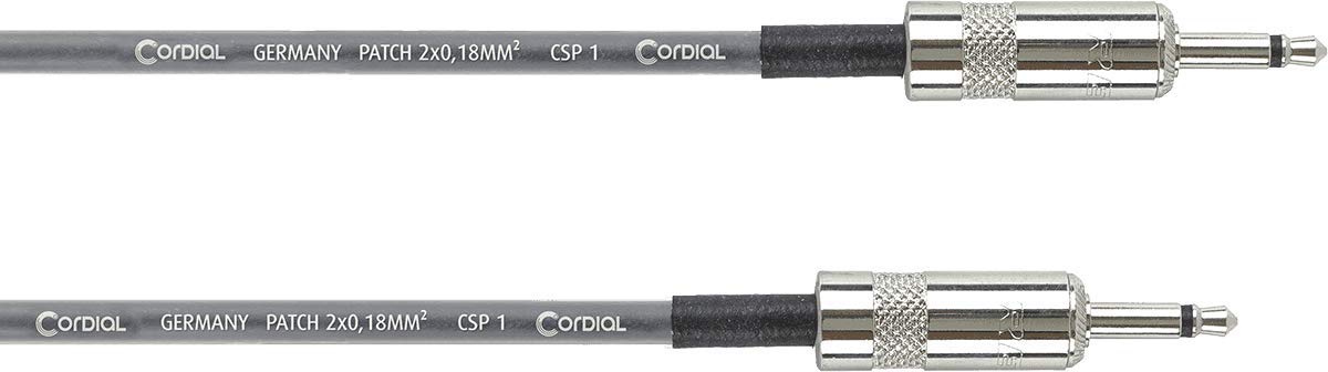 Cordial 1.2 m Peak Series Mono Mini Jack Patch Cable Grey