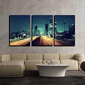 3 Piece Canvas Wall Art - Paris Ladefense in Sunset Time, France - Modern Home Art Stretched and Framed Ready to Hang - 16"x24"x3 Panels