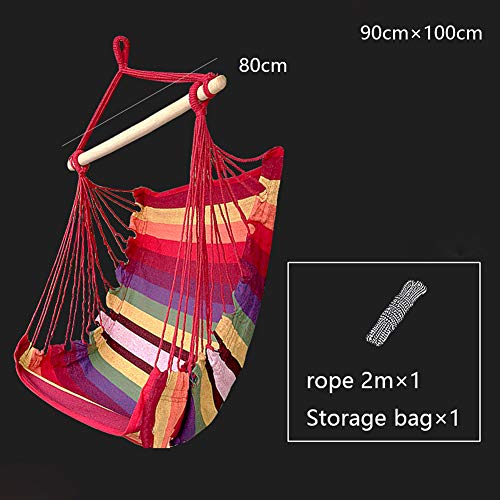 ZHDLJ Hammock Chair, Hanging Camping Backyard Living Room Bedroom Balcony Patio Swing Rope Chair Decor for Any Indoor or Outdoor with Storage Bag (Striped)