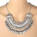 Chunky Pendant Statement Boho Tribal Tassel Metal Bib Collar Necklace Black F332K07