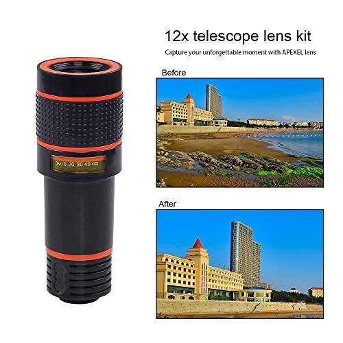 Cell Phone Camera Zoom Lens Kit, 4 in 1 HD 12X Optical Telescope Zoom