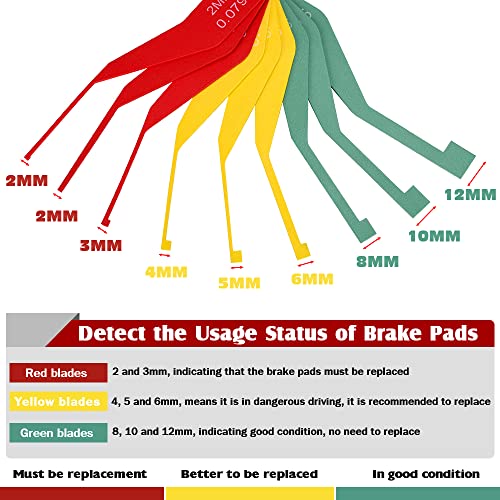 DITKOK 9Piece Metal Brake Pad Gauge Set, Brake Gauge Measure Tool to
