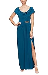 Alex Evenings Women's Long Cowl Neck A-Line