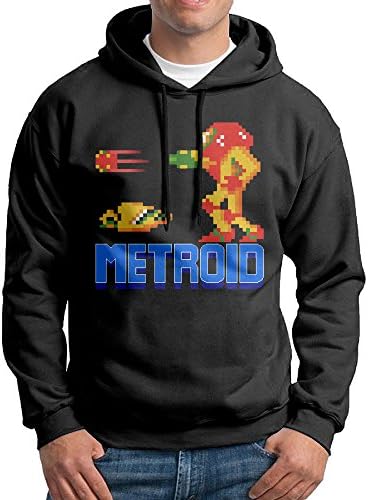 HARGO FASHIONMetroid NES Video Game USA Mens Long Sleeve Black Pullover Sweatshirt