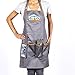G.U.S Professional 5-Pocket Bib Tech Apron with Clear Phone Pocket & Adjustable Neck Strap. Gray, Cotton with Faux Leather Trim