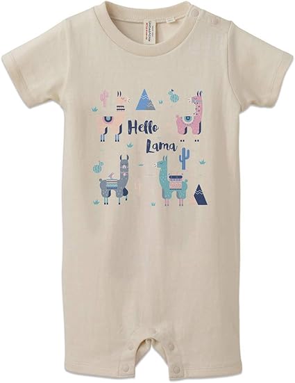 Amazon Co Jp Igsticker プリント ベビー服 カバーオール ロンパース ナチュラル クリーム色 ベージュ オフホワイト アイボリー 赤ちゃん 新生児 ベビー 出産祝い おしゃれ 肌着 T Shirt アルパカ 英語 服 ファッション小物