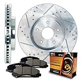 Max KT026011 Front Silver Slotted & Cross Drilled Rotors and Ceramic Pads Combo Brake Kit