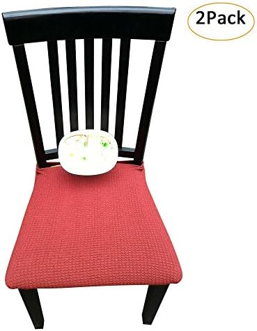 Waterproof Dining Chair Cover Protector - Pack 2 - Perfect For Pets, Kids, Elderly, Restaurants, Party - Machine Washable, Elastic, Removable, Many Color Choices, Clean the Mess Easily (Wine Red)