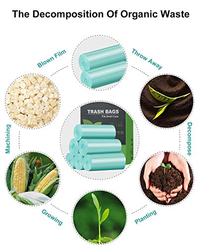 Small Trash Bags Garbage Bags, 2.6 Gallon Mini Compostable Trash Bags Bathroom Wastebasket Can Liners, Food Scrap Small Kitchen Trash Bags For Bedroom Office Fit 10 Liter,125 Count,Green